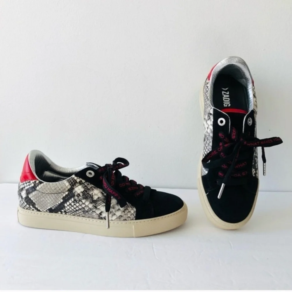 Zadig & Voltaire Women's Wild Low Top Snake Embossed Leather Sneakers Size 9